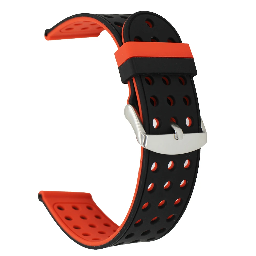 Silicone Rubber Watch Band 18mm 20mm 22mm 24mm for Breitling Strap Wrist Bracelet Loop Belt Black Red Green Grey Pink + Pin