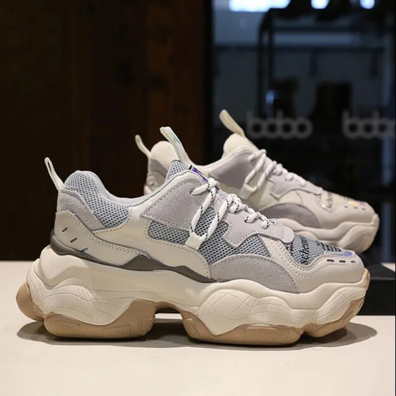 Новая повседневная женская обувь Спортивная на толстой подошве с сеточкой лето и