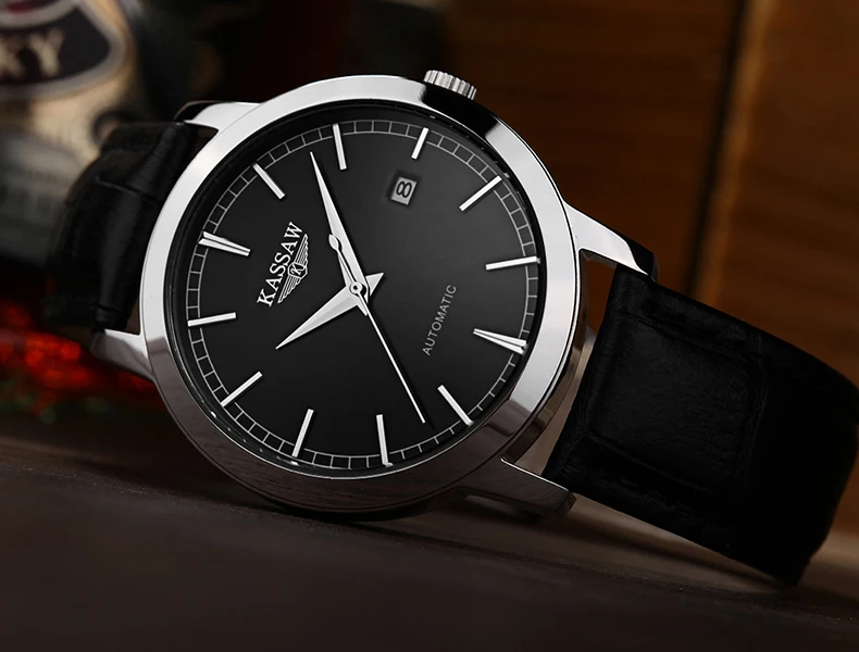 Kassaw марка мужские кожаный ремешок часы мода античная свободного покроя мужчины