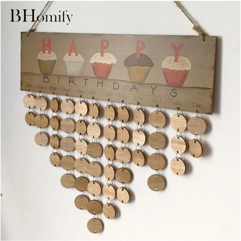 Bhomify DIY деревянный С Днем Рождения Декор календарь доска Happy Cake знак особые даты