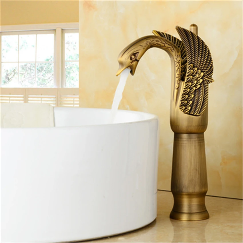 1PC SY-8005 New Design Luxury Copper hot and cold taps Swan faucet Gold plated gold wash basin high | Обустройство дома