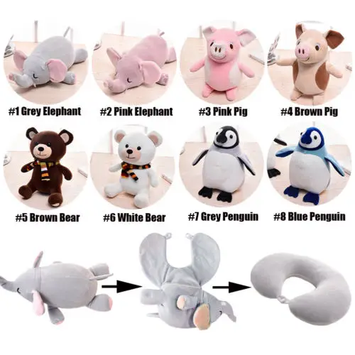 Мягкая плюшевая подушка в виде животных для шеи путешествий самолета офиса