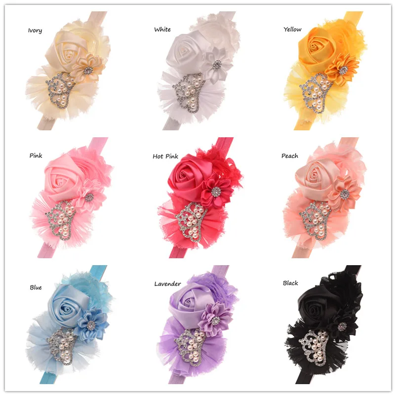 24 шт. тиара на голову Корона эластичная лента для волос бант головы с цветами