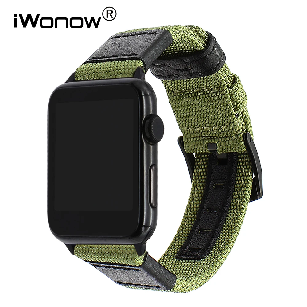 Холст нейлон и кожаный ремешок для наручных часов iWatch версия Apple Watch SE 38 мм 42 40 44