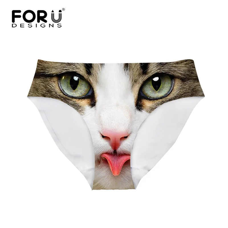 Женские ультратонкие бесшовные трусики forujeans удобные дышащие с 3D принтом кошки