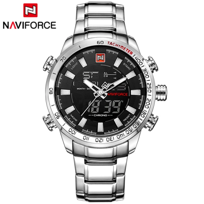 SBW NAVIFORCE Luxury Brand Men Military Sport Watches Men's Digital Quartz Clock Full Steel Waterproof Wrist Watch relogio masculino - Цвет: SBW