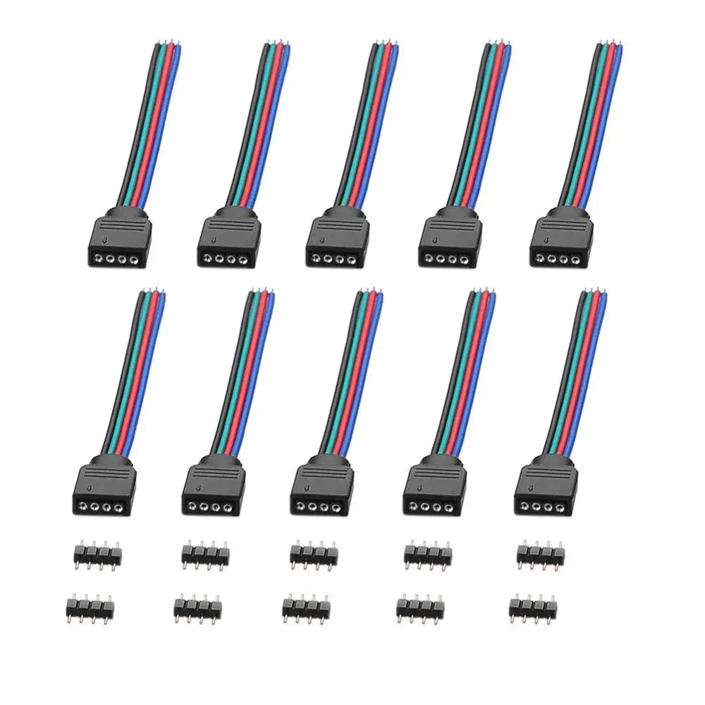 4 контактный разъем RGB 5 коннектор RGBW Папа + Женская Светодиодная лента игольчатый