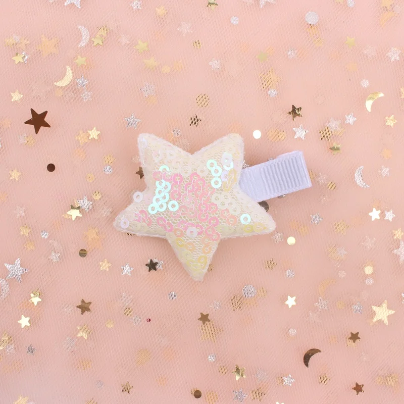 2019 new five-pointed star color sequins girls hairpins long 58mm 5 colors clip Hair Accessories for kids barrettes pink 1pcs | Детская