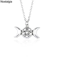 nostalgia triple moon goddess wicca pentagram pagan witchcraft gothic pendant amulet moon necklace wholesale jewelry lots