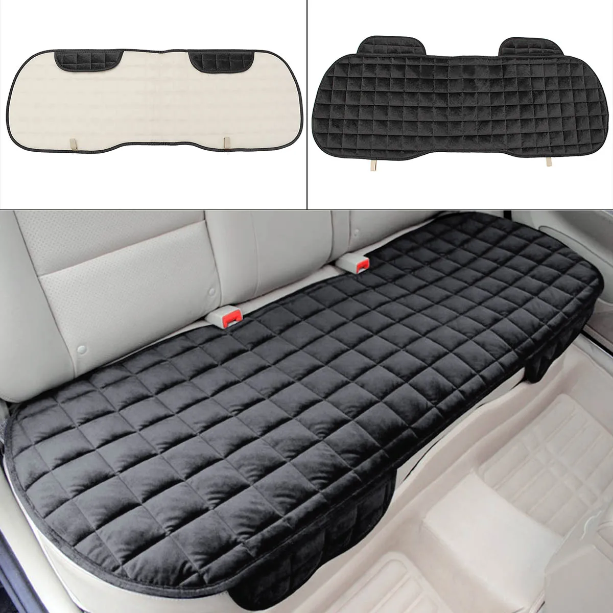 Rear Black Car Front Rear Universal Seat Cover Winter Warm Black Seat Cushion Anti-Slip Rear Back Chair Seat Pad For Vehicle Auto Protector - Название цвета: Rear Black