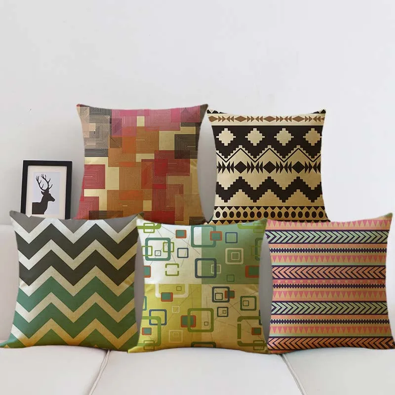 Bohemia color ripple Cushion Cover Geometric Plaid Throw Pillow Vintage Sofa Fundas Waist | Дом и сад