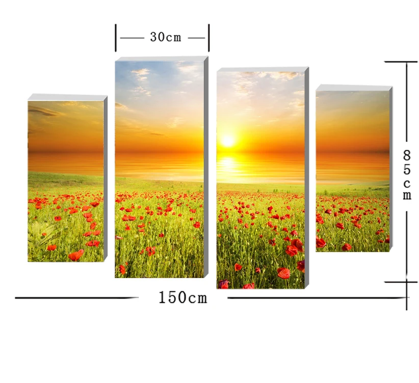 

2017 Wall Art Painting Sunset Flowers Modular Pictures Modern Home Decoration Living Room Or Bedroom Canvas Print Wall Picture