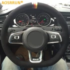 AOSRRUN автомобиль-Средства для укладки волос Замшевые Кожаные чехлы рулевого колеса автомобиля для Volkswagen VW Golf 7 R R-LINE GTI