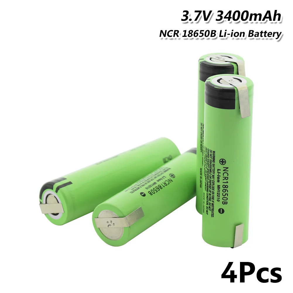 4 PCS POSTHUMAN высокого стока 20A 3400mAh NCR 18650B аккумуляторная батарея с DIY никелевые вкладки - Цвет: 4 PCS