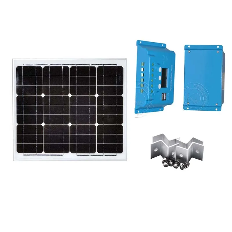 

Solar Kit Portable Solar Panel 12v 30W Solar Charger Controller 12V/24V 10A PWM Z Bracket PV Cable Mini Solar Power System