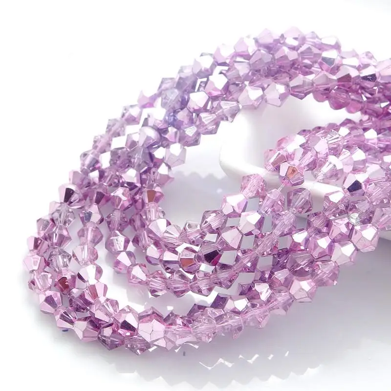 200 шт двухконусные стеклянные бусины 4 мм DIY - Цвет: light rose red