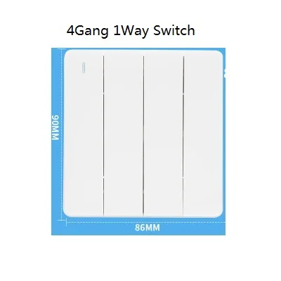 4gang 1way Настенный выключатель Bull, белая панель, 1 банда, 2 банды, 3 банды, 4 банды, 1Way, 2Way, 3Way, 4Way, настенный светильник, 3 отверстия, 5 отверстий, розетка - Цвет: 4gang 1way