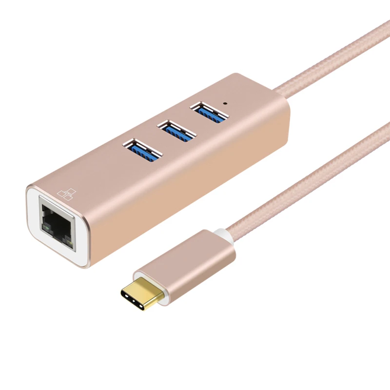 Usb type C USB-C ethernet Gigabite сетевой адаптер USB-C USB 3,0 hubX3(набор микросхем Realtek - Цвет: braided ethernet Hub