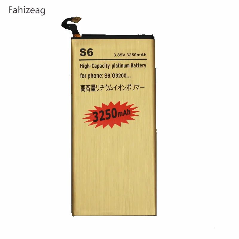Fahizeag 1x3250 мАч EB BG920ABE Золотой Сменный аккумулятор для Samsung Galaxy S6 G9200 G920f G920i G920A G925S G920K