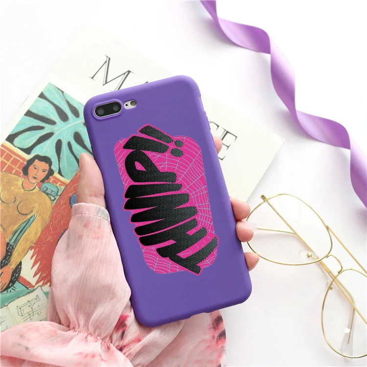 Marvel Batman Superman Spiderman Candy Color TPU Case phone For iphoneX 7 8 XS XR XSMAX Pink Red Yellow purple White Cover |