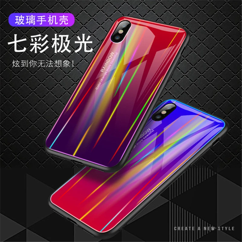 Модный Радужный чехол для Apple iPhone X XS Max XR 8 7 6 Plus цветной из закаленного стекла 6S |