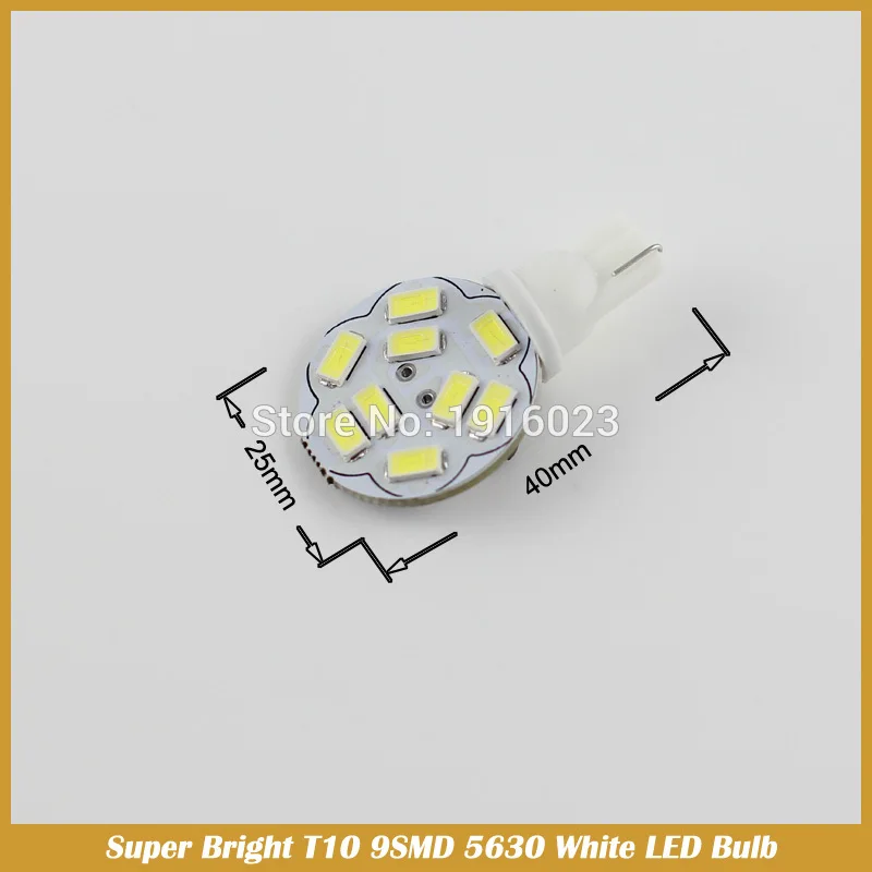2 шт. Белый T10 Клин RV озеленение 9SMD 5630 Светодиодные лампочки W5W 921 168 194 10-24V Купол