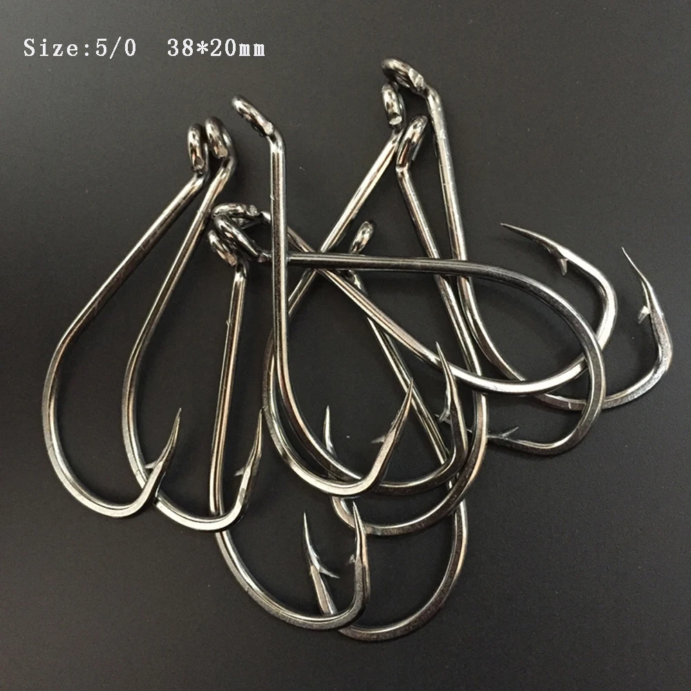 CN05 100pcs/lot 5/0 High Quanlity Stainless Steel Octopus Fishing Hook Mustad Squid Fishing Hook