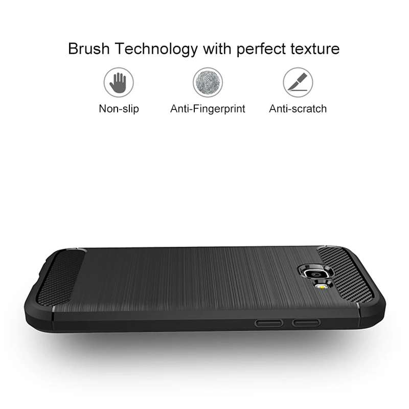 For Samsung Galaxy A3 A5 A7 2017 Case Cover Carbon Fiber Bumper Rugged Shockproof TPU Silicone Protector |