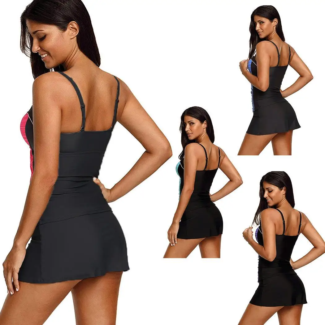 Для женщин Разделение из двух купальник бикини контраст летнее Цвет пуловер в