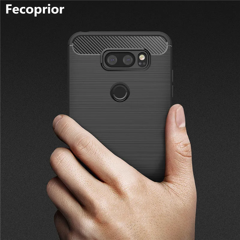 Fecoprior LGV30 V 30 Case for LG V30 Back Cover Carbon Fiber Luxury Protective Armor Smart Phone Celulars |
