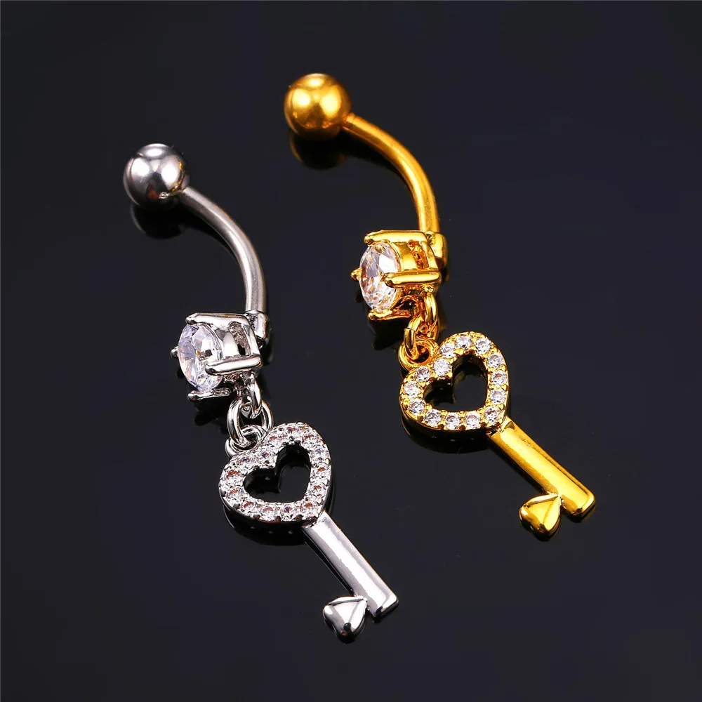 Новинка Лидер продаж кольцо на пупок с подвеской в виде ключа высокого качества