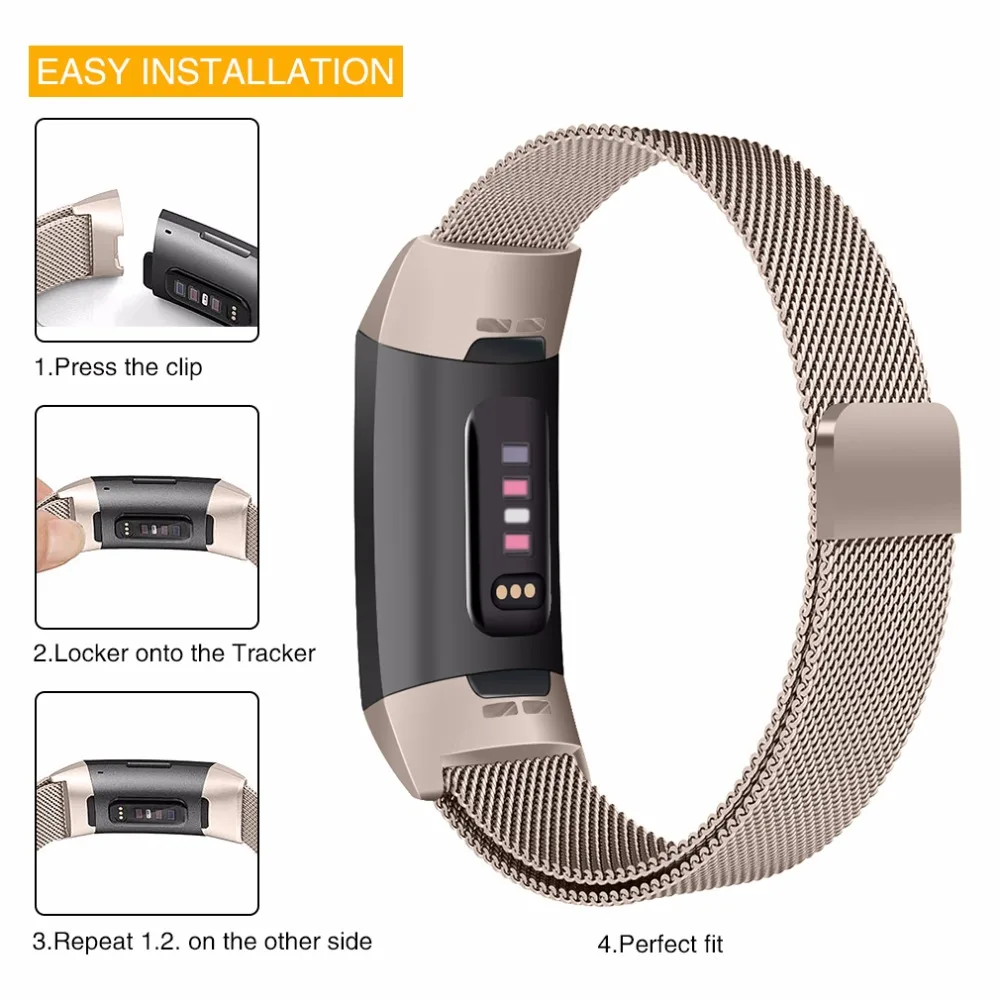OULUCCI металлический ремешок из нержавеющей стали для браслета Fitbit charge 2 Миланская петля Магнитный Fitbit charge 3 ремешок умный Браслет для женщин и мужчин