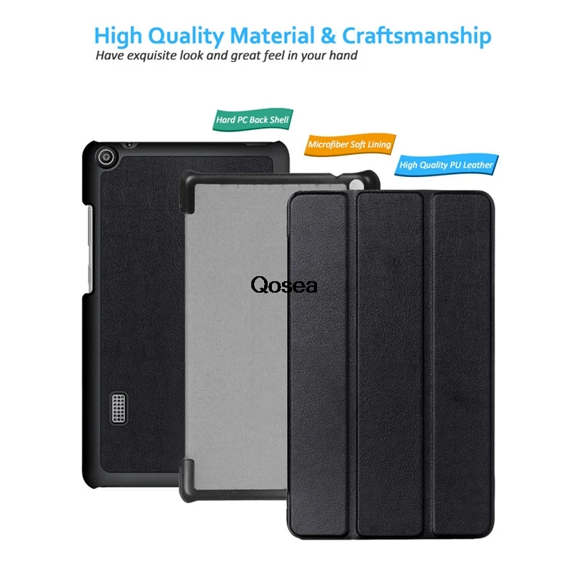 Qosea For Huawei Mediapad T3 7 BG2-W09 Luxury PU Leather Smart Stand Case 8 10.0 Tablet PC Cover |
