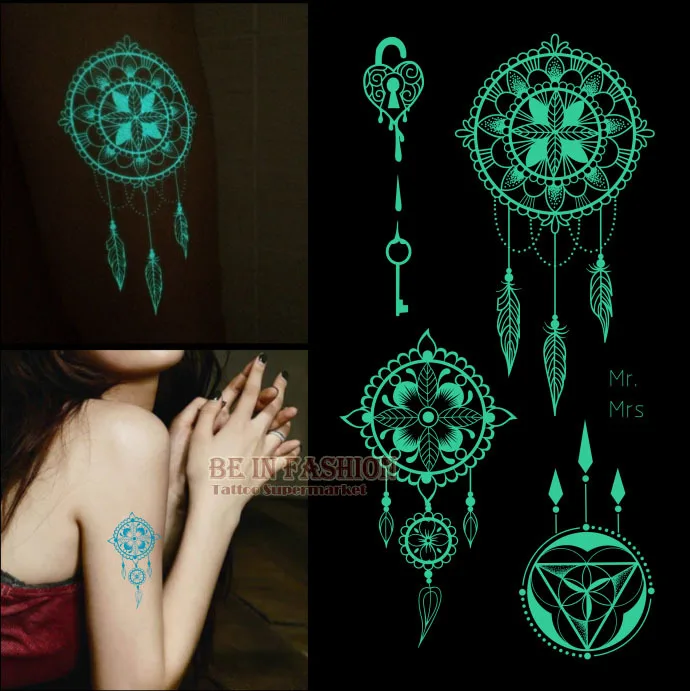 Блестящие светящиеся наклейки для татуировок один предмет светится в темноте