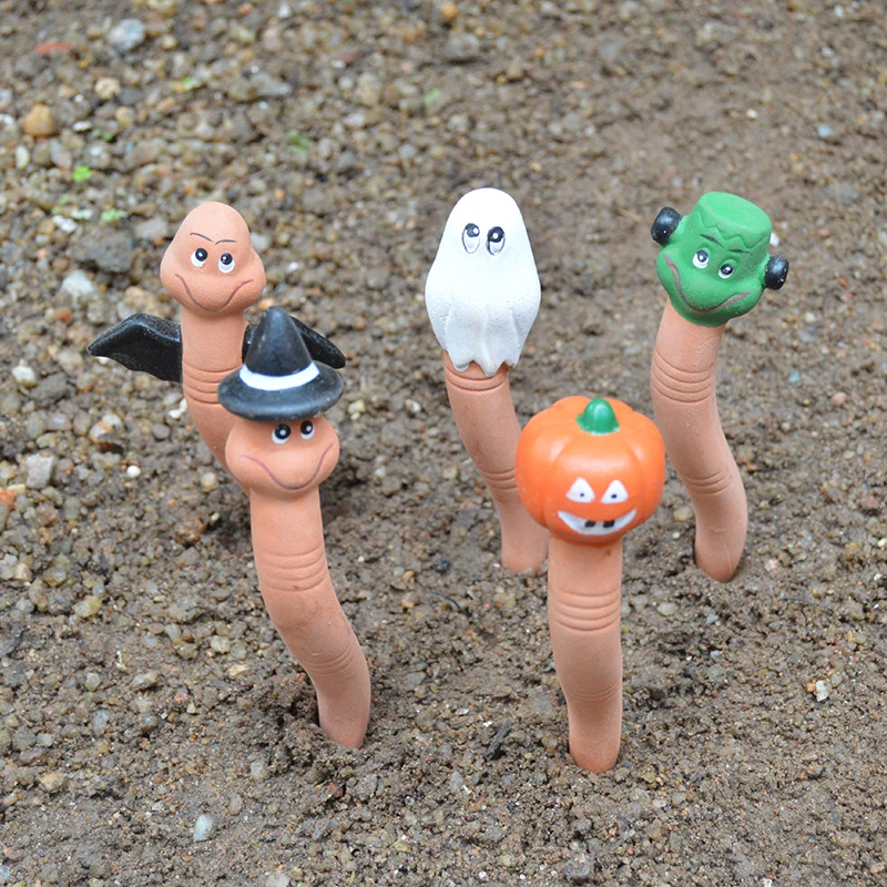 5 Pcs Worm Pack Wormie The Gardeners Terracotta Water Sensor Plant Watering Reminder Cute Halloween Worm Flower Pot Ornament