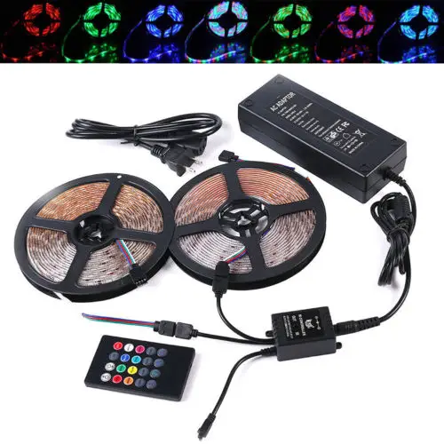 Светодиодная лента 3528 RGB 5 м 10 + пульт дистанционного управления музыкой IR питание