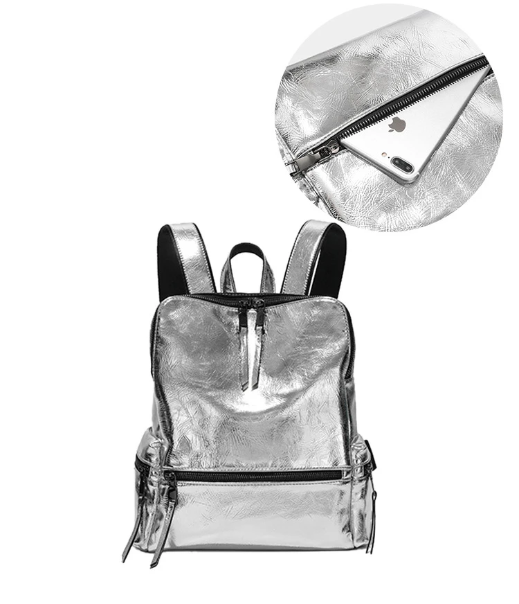 Женский рюкзак, новинка, модная летняя школьная сумка для девочек-подростков, рюкзак серебристого цвета, высокое качество, женский рюкзак из искусственной кожи
