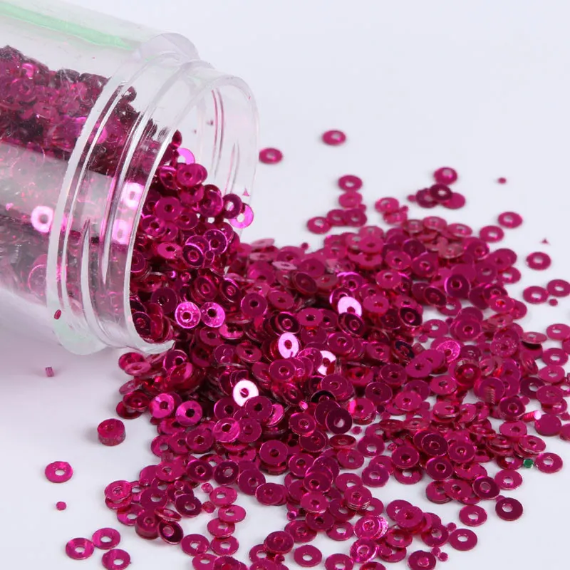 Fuchsia 10 г/упак. 2 мм Красивая Цветная ПВХ Плоская Круглая свободная тесьма с пайетками для шитья, конфетти для ногтей - Цвет: Fuchsia