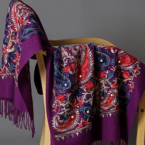 Dark Purple Красные/фиолетовые/черные/синие 18 цветов кашемировые женские шарфы с цветочной вышивкой, длинные зимние женские шарфы больших размеров пашмины - Цвет: Dark Purple