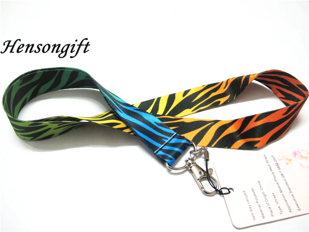 Hensongift One PC розовый/черный/белый Zebra Key Lanyard Cheetah нагрудные опознавательные Значки для идентификации владельцев животных полосой телефон шеи ремни