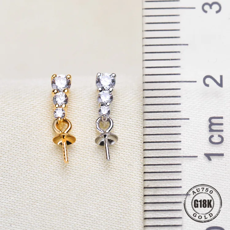 

Luxury genuine G18K Gold Accessories Fashion Pearl Pendant Settings Findings Pendant Mountings Women Accessories Female Jewwelry