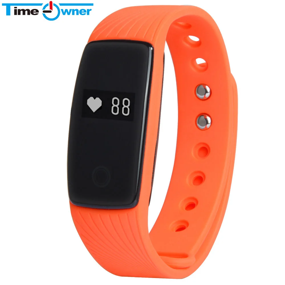 Оранжевый TimeOwner V05C Bluetooth 4.0 смарт-браслет сердечного ритма Мониторы смарт-браслет Фитнес трекер умный группа для Android IOS iPhone - Цвет: Оранжевый