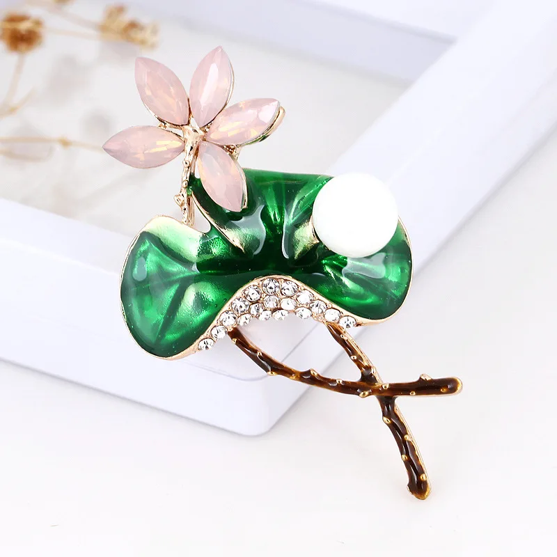 RHao хрустальные броши с розовым цветком лотоса для женщин и мужчин корсаж костюма