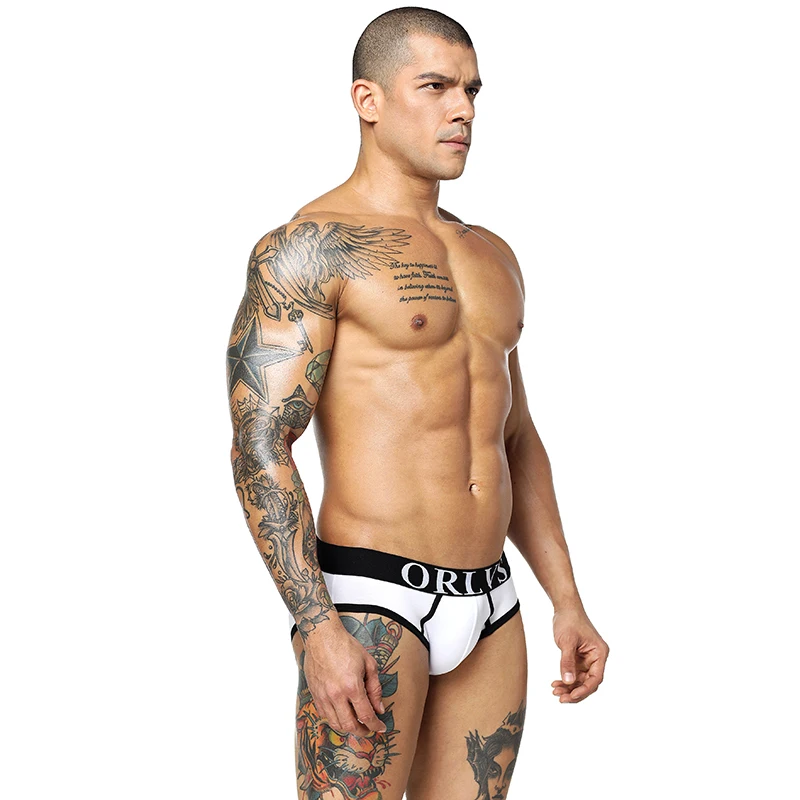 ORLVS Brand 1 Piece/lot Men Underwear Shorts Cotton Briefs Sexy Panties 5 Colors Underpants Slip Pouch OR106 |