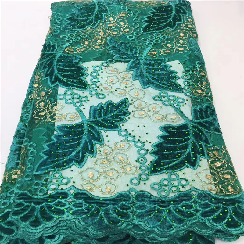 

Cassiel Embroidered Velvet Lace fabric African French Lace Fabric For Women Party High Quality With Stones