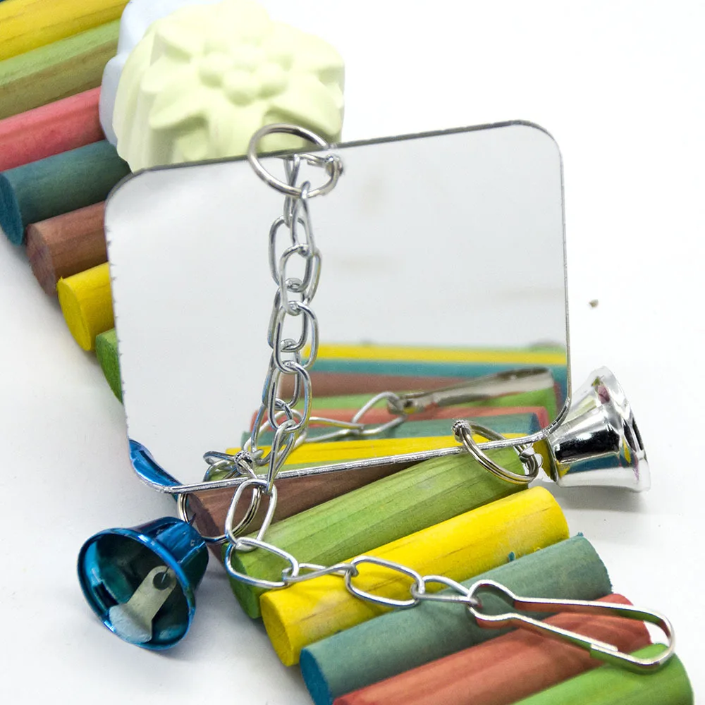 1 шт. новейшая игрушка-попугай птица мини зеркало с колокольчиками цветные