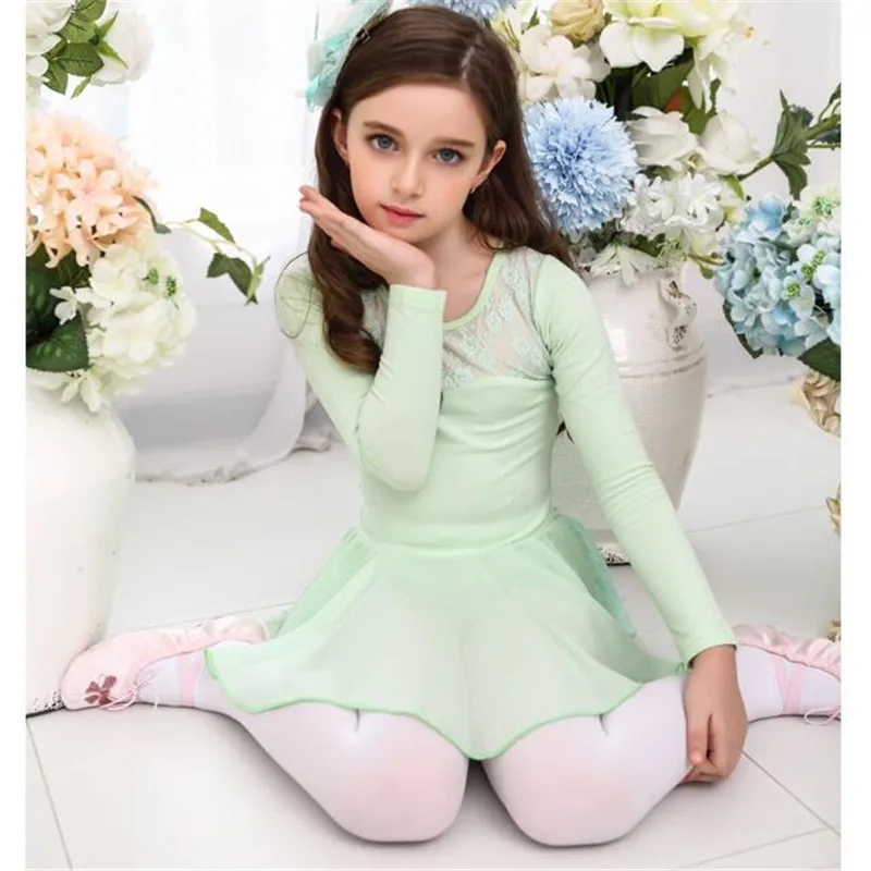 

New Autumn Winter Ballet Dress For Girls Long Sleeve Children Ballet Dress Skirt Cotton Dance Costumes Dresses Girl Tutu Leotard
