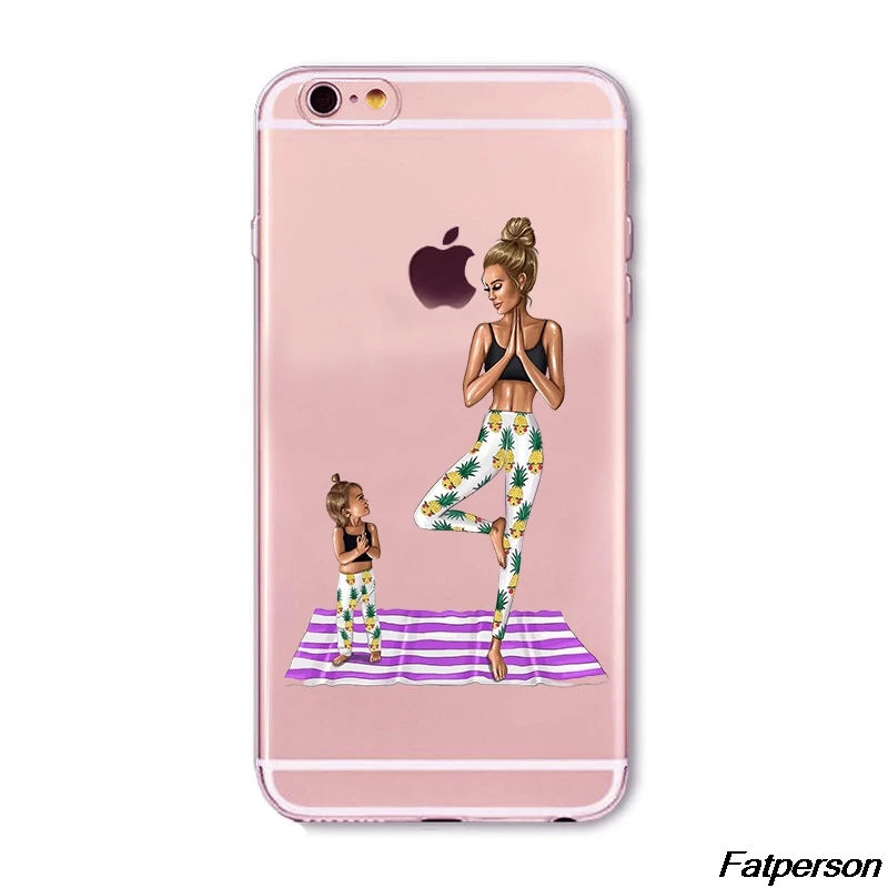 Модные черные коричневые волосы для маленьких мам и девочек королева iPhone 8 7 6 6s plus