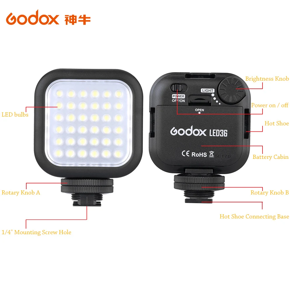 Godox LED 36 светильник светодиодный s лампа фотосветильник Освещение 5500 ~ 6500K для DSLR