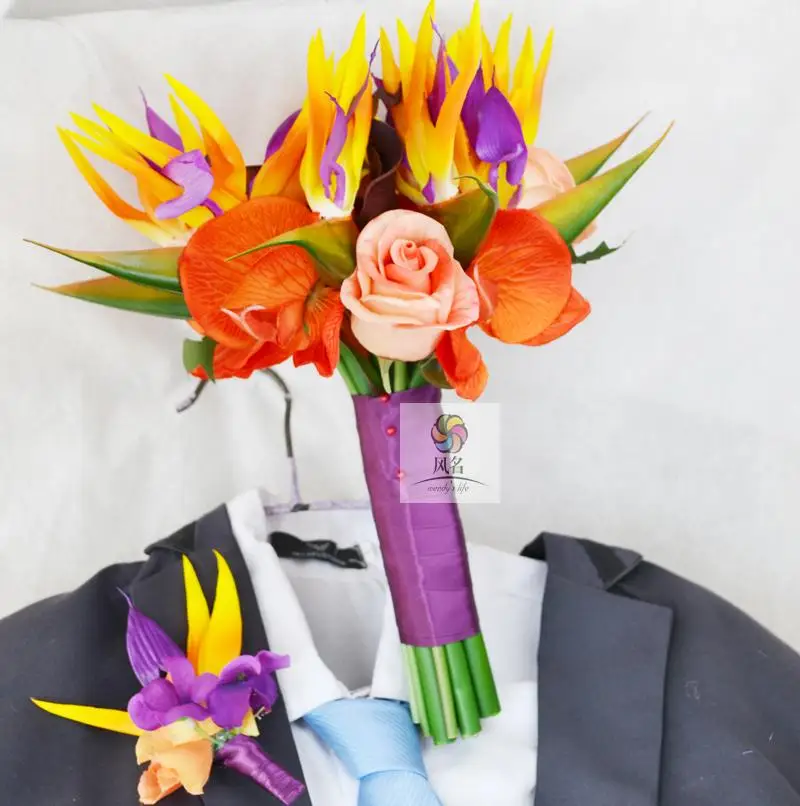 Стрелиция reginae орхидея птичий рай Искусственный Бутоньерка для свадебные